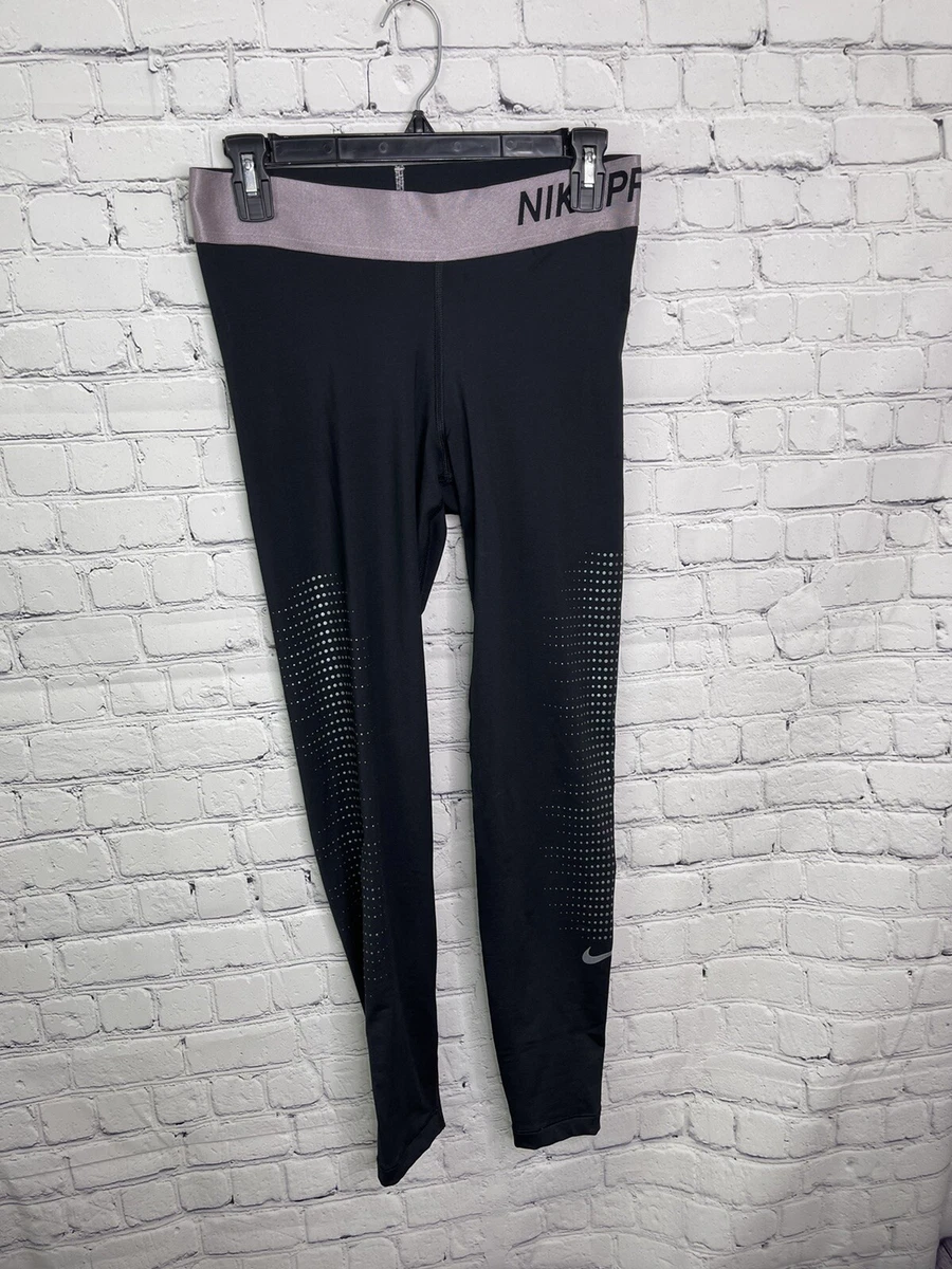 Womens Nike Pro leggings black with pink waist band size large