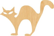 Black Cat 3 Laser Cut Out Wood Shape Craft Supply - Woodcraft Cutout