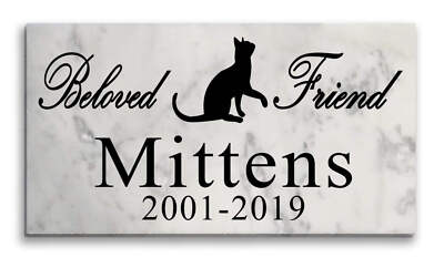 Cat Memorial Stone - Beloved Friend - Custom Personalized Marble Marker