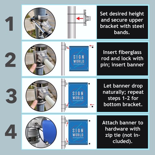 Street Pole Banner Bracket 30" -Hardware Only - Picture 2 of 6