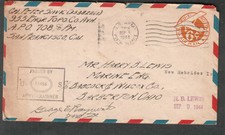 Cubierta de censor de la Segunda Guerra Mundial Cpl Peter Savic 955 Engr TOPO Co Avn APO 708 Espíritu Santo