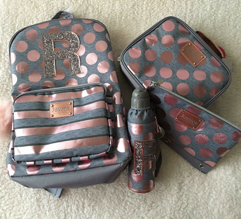 rose gold foil initial backpack