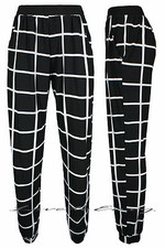 Ladies Black/White Check Pocket Trousers 