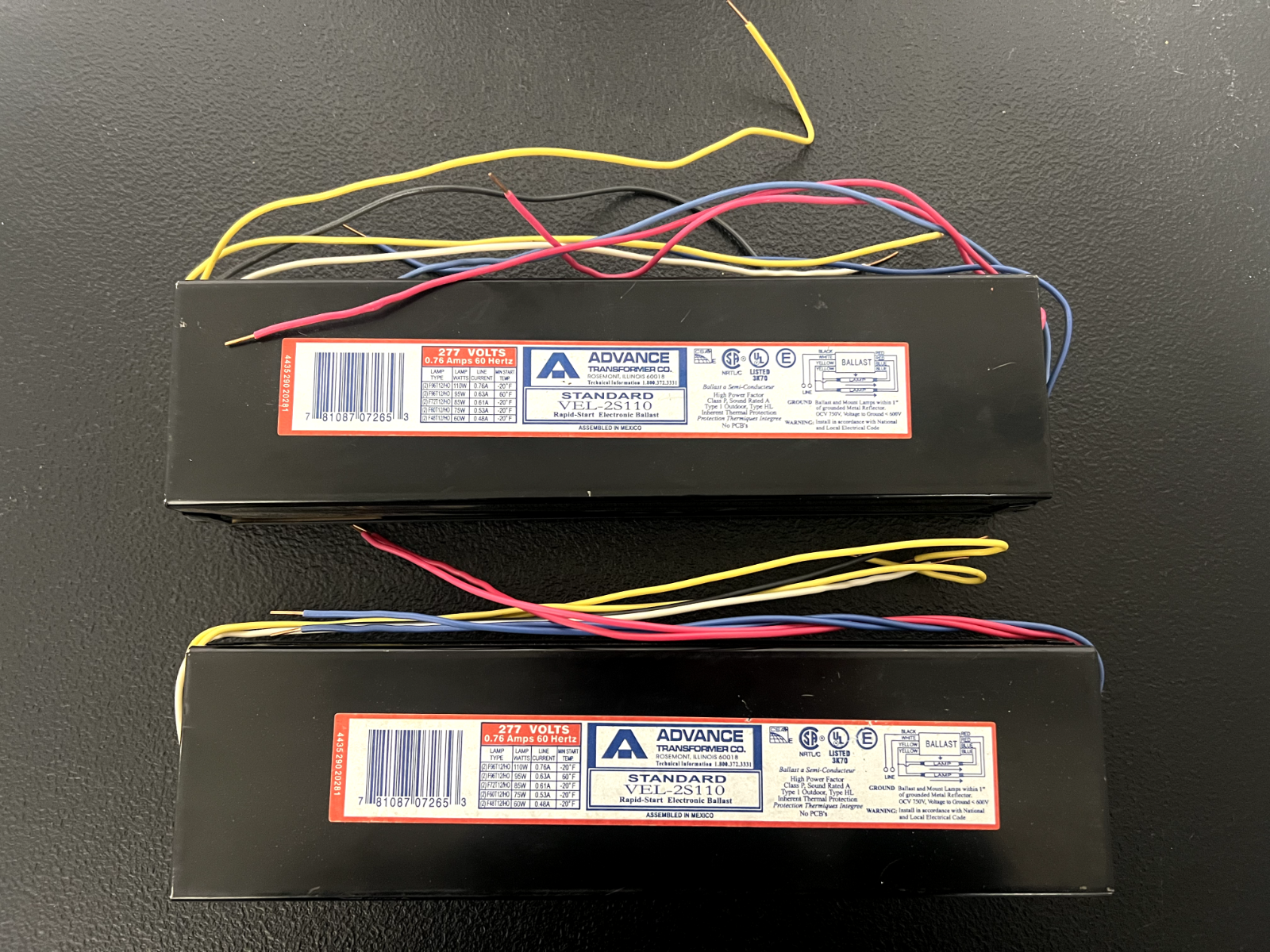 2 Advance VEL2S110 Standard Rapid Start Electronic Ballast 277 V 60 Hz