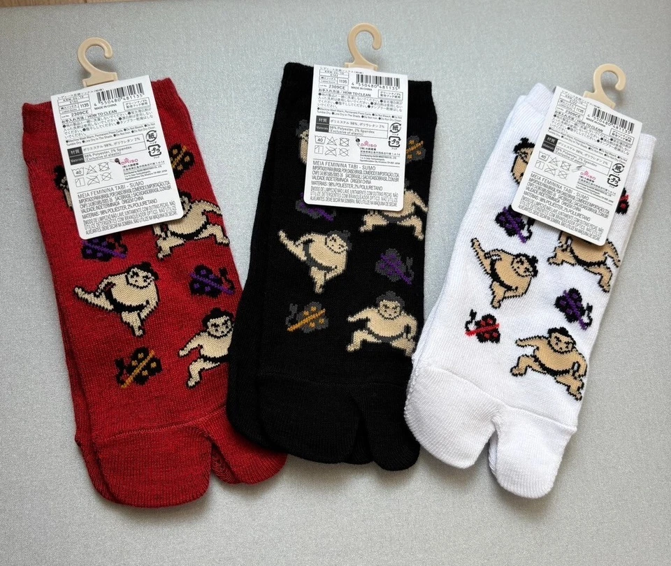 Daiso Japón Mujer Estilo Tabi Calcetines Sumo Conjunto 3 Pares Nuevos Sin Usar 23-25cm Foto 2 de 3