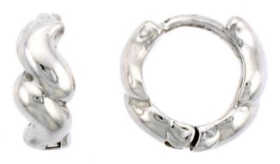925 Sterling Silber Swirl Huggie Creolen Aretes de Plata 3/8'' (10 mm)