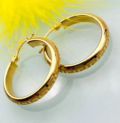 24,5 mm Creolen 750 Gelbgold 18 KT rund mit *MÄANDER* Muster 👍WOW - Bild 1 von 4