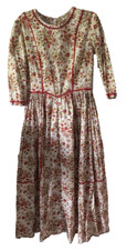 Vintage Prairie Cottage Multicolor Floral Sz M Victorian Boho Women Maxi Dress