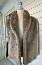 Vintage 60's Faux Fur Stole/Cape/Wrap Warm Beige