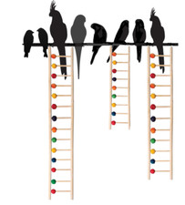 Coloured Bead Ladder Caged Bird Interactive Activity Wooden Toy Budgie Parrotlet
