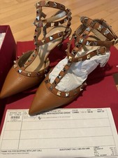 Brand New Valentino Rockstud Kitty Heel Brown Leather . Sz 36