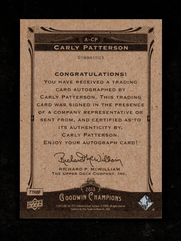 Autógrafo Goodwin Champions 2013 Carly Patterson Team EE. UU. Gimnasia Salón de la fama Foto 2 de 2