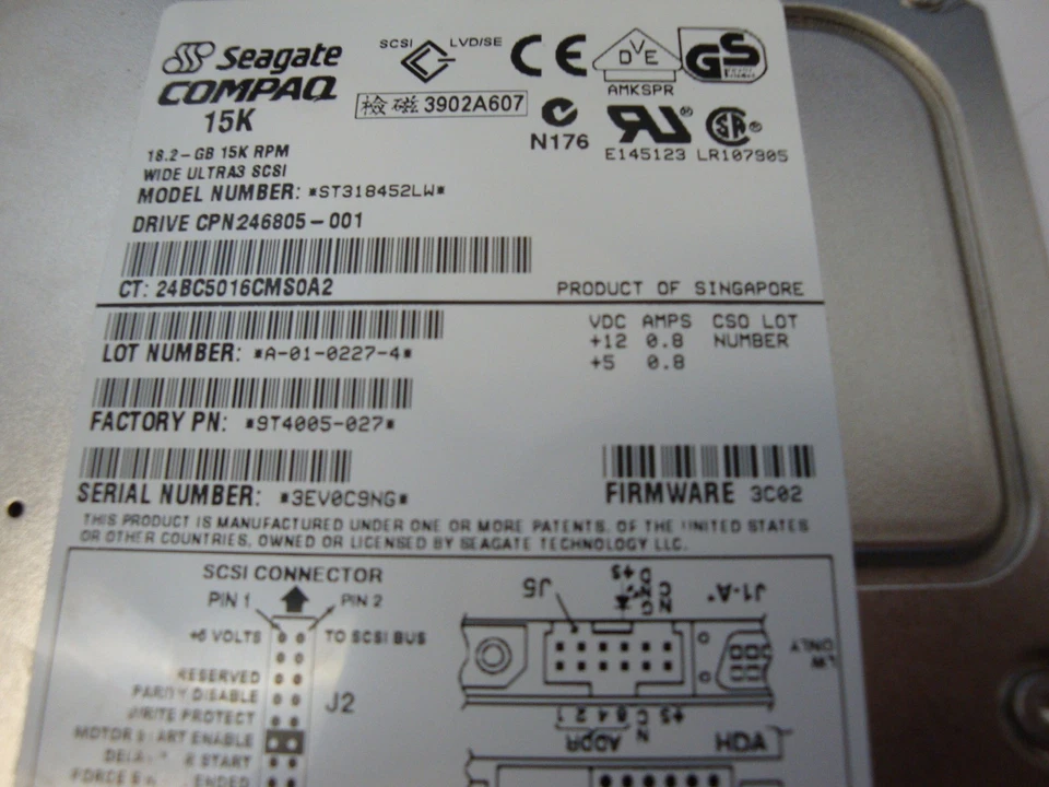 COMPAQ 246805-001 18GB 15K U160 SCSI 68-PIN ST318452LW - Image 2 of 3