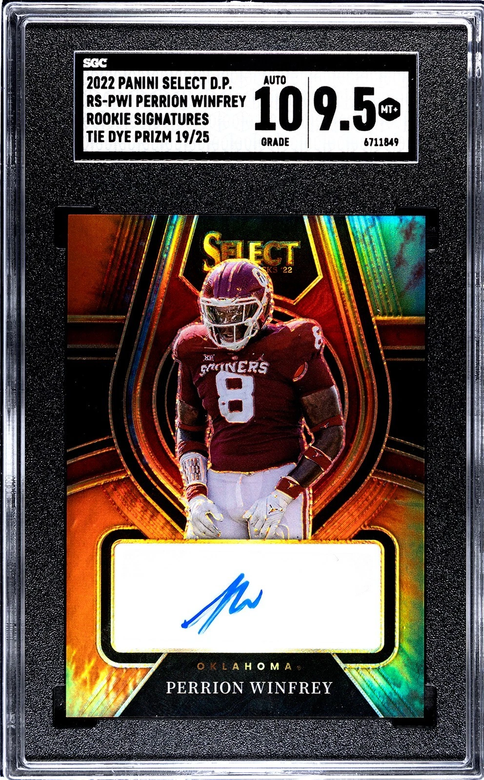 Perrion Winfrey Panini Select Draft Picks Rookie Signatures #RSPWI Tie-Dye Prizm