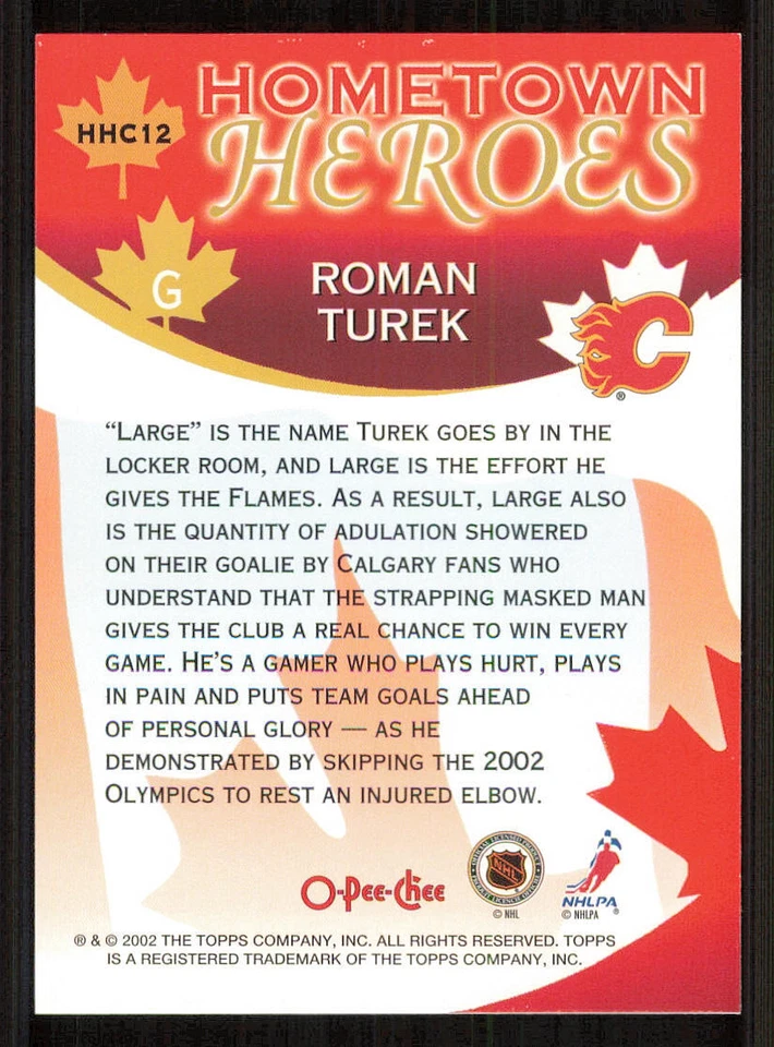 2002-03 O-Pee-Chee Hometown Heroes #HHC12 Roman Turek - Image 2 of 2