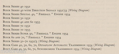 BUICK Series 40 50 60 70, Fireball 1952-55 data+wiring 12p FREE POST AUSTRALIA