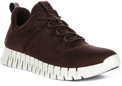 Ecco Gruuv Lace Up Nappa Fluidform Elastic Nubuck Mens Sneakers Moca US 7 - 13