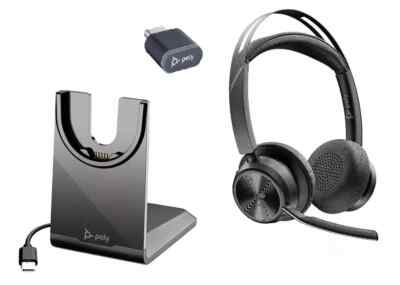 Poly Voyager Focus 2 Wireless Noise Cancelling On-Ear Headset w/Charging Stand