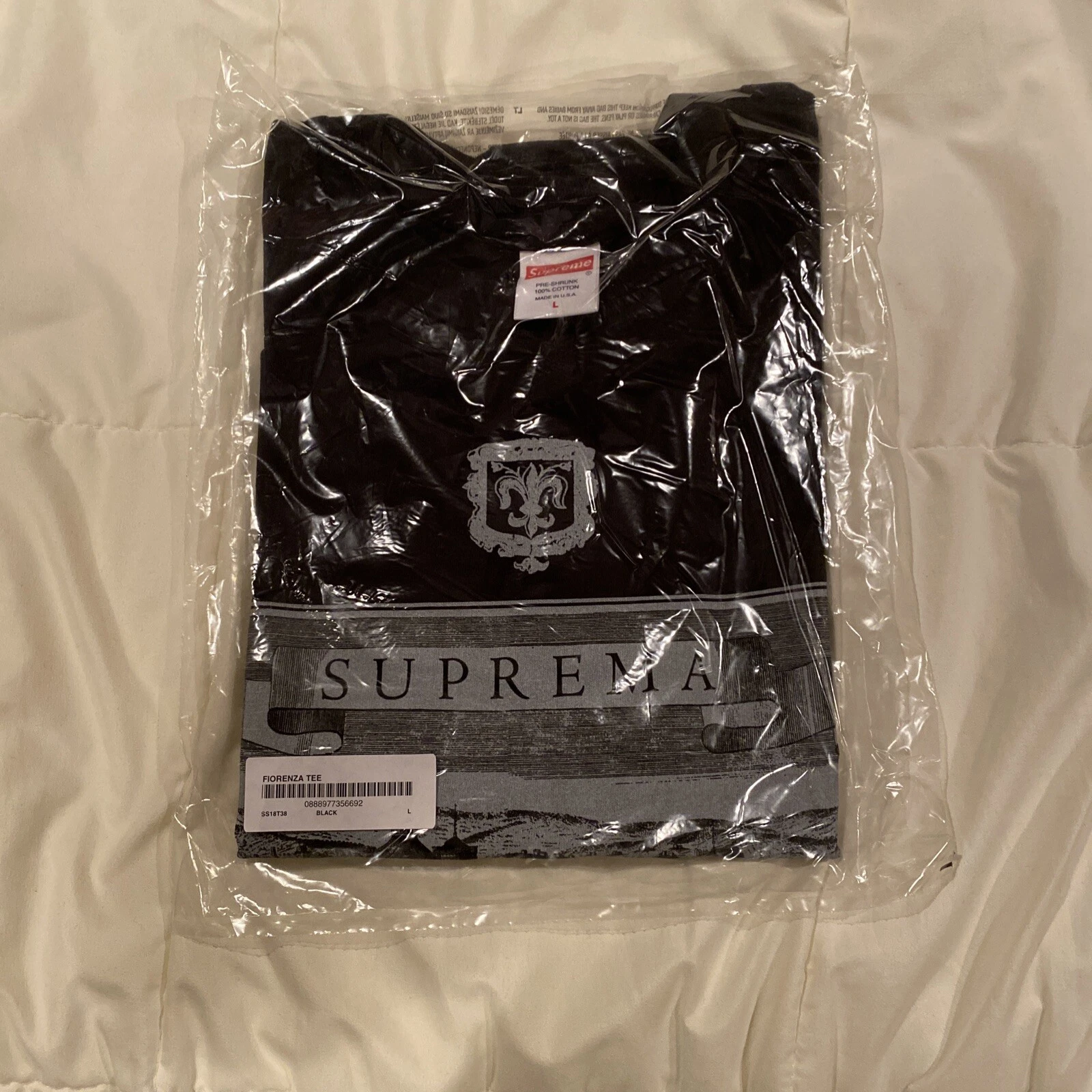 Tee shirt Supreme « Fiorenza » Suprema   Taille : Grand/NOIR (SS18 100 % authentique)