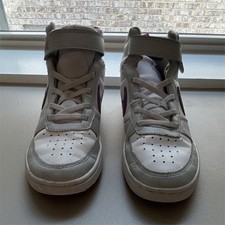 Nike Court Borough Mid 2 Kids Mid Top Sneaker White/Purple Hook Loop 2Y