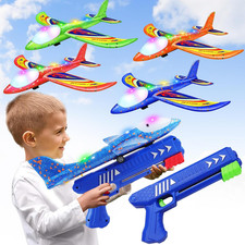 4 Pack Airplane Launcher Toys, 2 Flight Modes LED Foam Glider Catapult Plane Toy