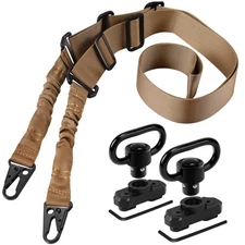 	REERON Two Point Traditional Rifle Sling with 2 Pack 1.25" QD Swivel Mounts ...