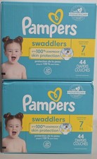 Pampers 88 Pack Swaddlers White Unisex Size 7 Disposable Baby Diapers 2 Box 44