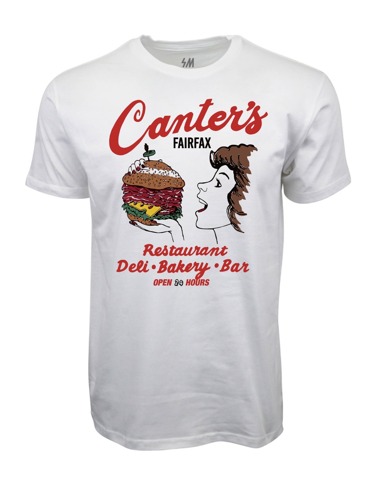 90'S CANTER'S DELI 'FAIRFAX' GRAPHIC WHITE T-SHIRT
