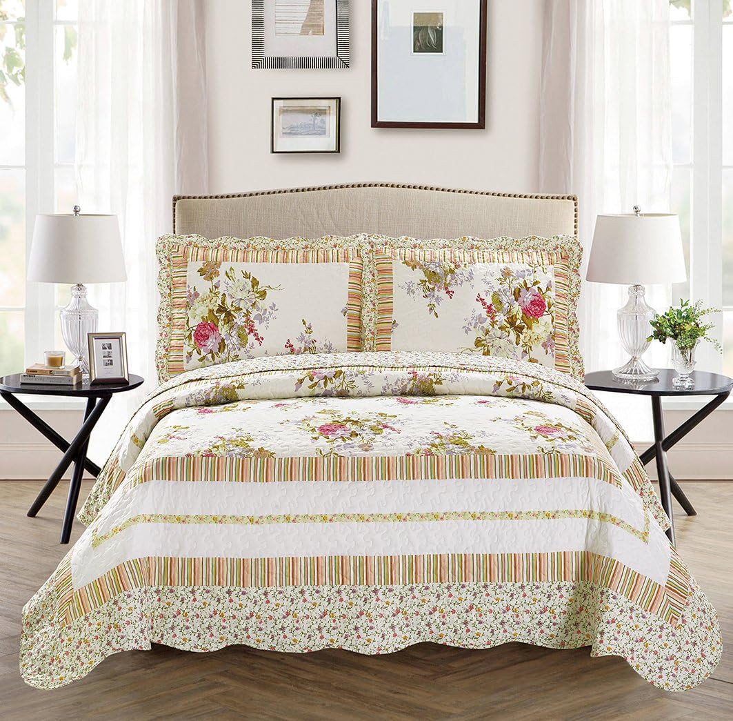 Mk Collection 3Pc King/California King Oversize Reversible Quilted Bedspread Set