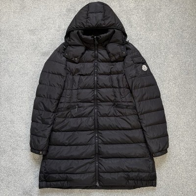 Lange gefütterte Damenjacke Moncler Charpal schwarz Größe 2 UK8 100 % authentisch