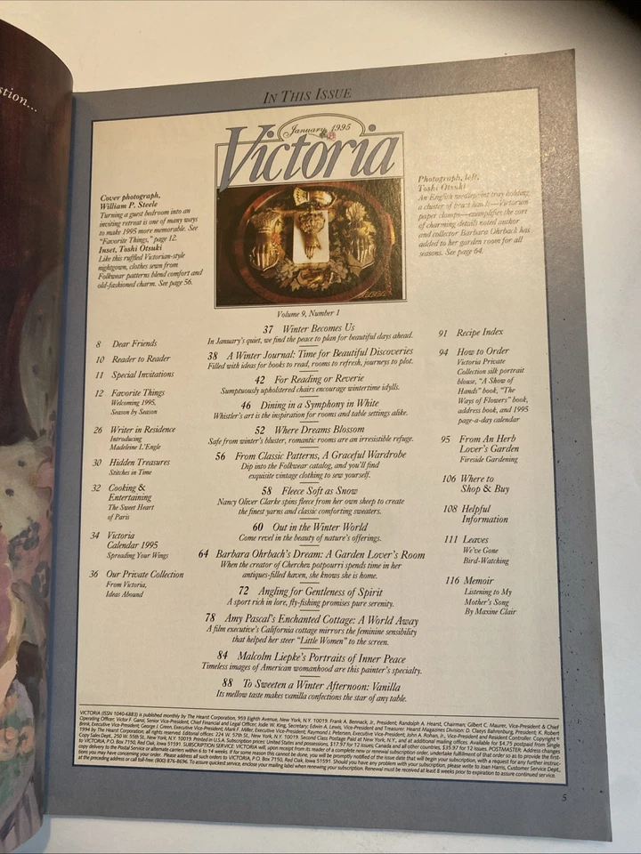 Victoria Magazine Our Winter Journal by Victoria Magazine Editors (1995, PB) - Image 2 of 2