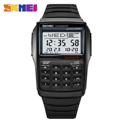 Digital Calculator Watch with Data Bank Phone Book Retro Style Dual Time