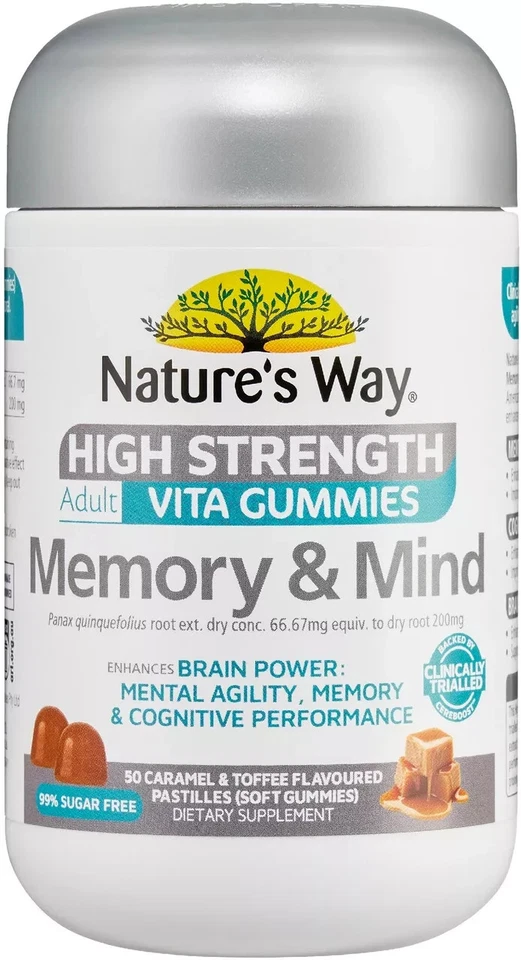 Nature's Way : Memory & Mind 50 High Strength - Adult Vita Gummies x 3 Packs NEW - image 2 of 3