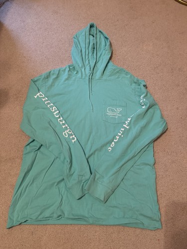 Vineyard Vines Teal hoodie loungewear with white font, Pittsburgh, Size Medium