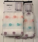 DKNY Kids Sheer Rod Pocket Curtain Panels 42x84 White Pom Pom Pastels — photo 1