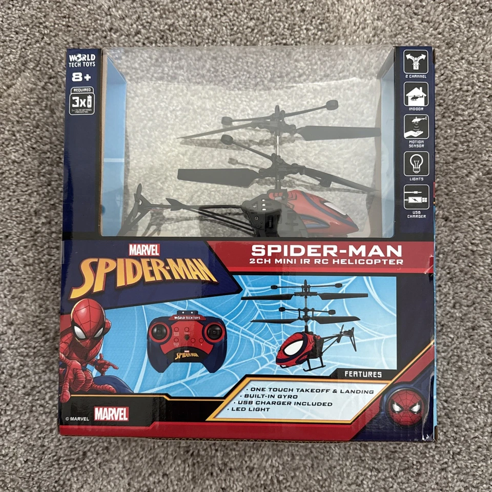 NEW Marvel Spider-Man 2CH Mini IR RC Helicopter MOTION SERSOR USB CHARGER LIGHTS - Image 2 of 2