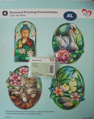 Diamond Painting Fensterbilder Set ''OASE DER RUHE'' Nylonband/ Ideen mit Herz/QVC