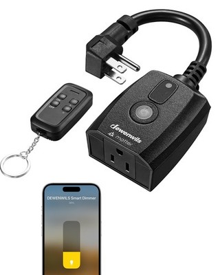 DEWENWILS Wi-Fi Matter Smart Dimmer Plug for String 1 outlet, Black