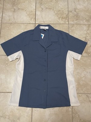 Il Migliore Ladies' Size M Camp Shirt Button Down Color Blue/white New With Tags