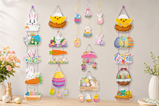 Happy Easter Bunny Egg Door Hanging Sign Wall Porch Party Decoration Banner