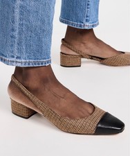 Veronica Beard Cecile Slingback Pumps 8.5 Brown Black Plaid New