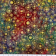 1 Yard Cut Lunn Double Dots Batik 100 Cotton 010 Sunshine Yellow Red Purple