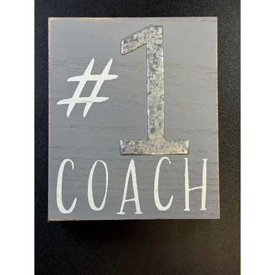 Nielsen Bainbridge #1 Coach Wood Shadowbox Sign Rustic Gray Galvanized Metal J7