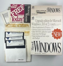 Microsoft Windows 3.0 W OEM Docs 3.1 Upgrade 5.25 Disks Big Box Vintage Manual