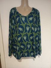 Plus-Size Schickes Langarmshirt Gr.46,Blatt Und Blumenmuster,Neu