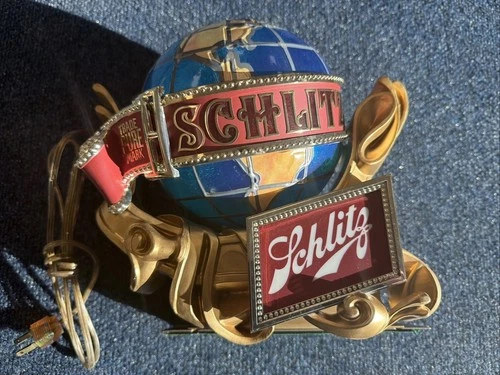 New VTG Schlitz Beer Cash Register Lighted Motion Globe Sign 86430 Grand Baroque