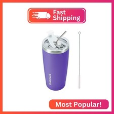 BJPKPK Purple Insulated Tumbler With Lid And Straw 20 oz Stainless Steel Tumbler