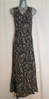 ADINI Ladies black & white sleeveless maxi dress size Medium (A766)