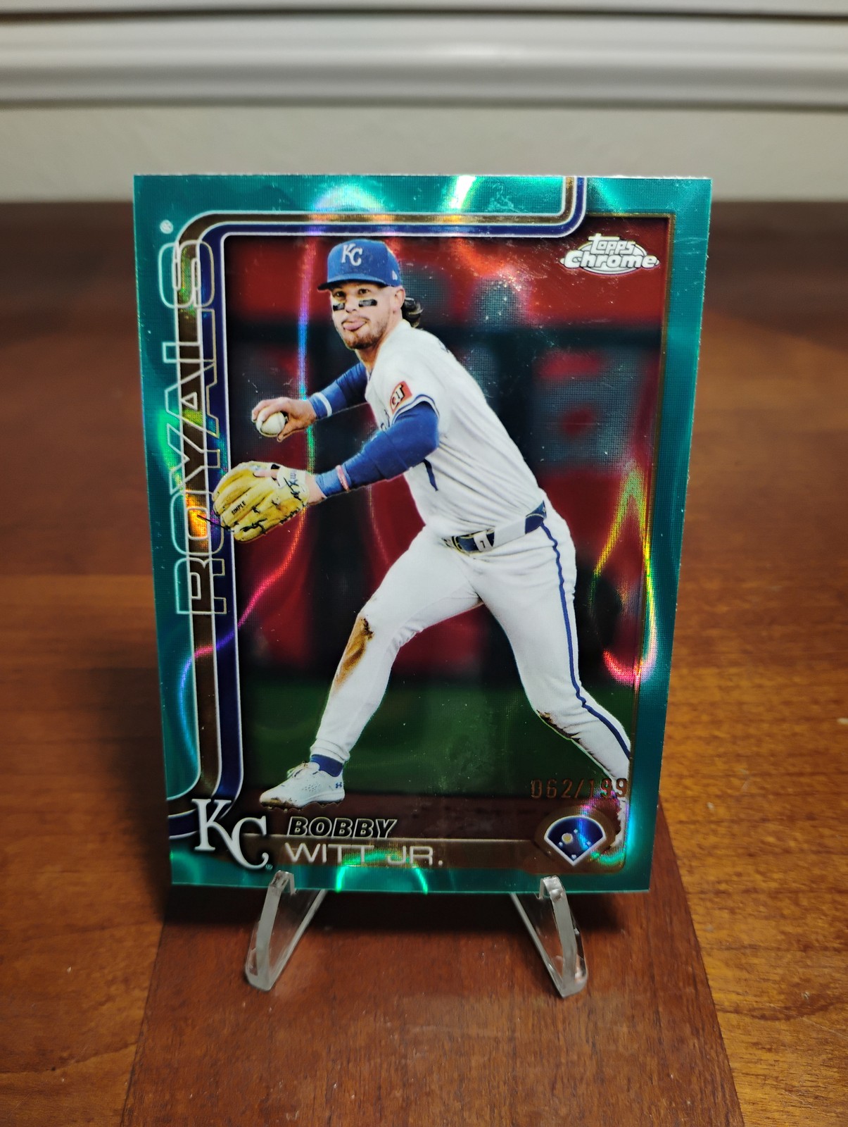 2025 Topps Chrome #93 Bobby Witt Jr. Aqua Lava Refractors #/199