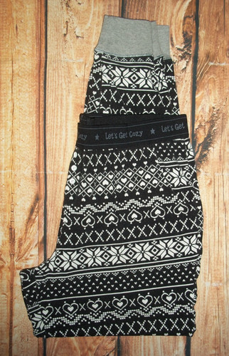 CUDDL DUDS BLACK SNOWFLAKE SLEEP PANTS WOMENS SIZE MEDIUM